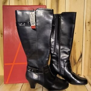 Aerosoles Women's 10 M WIDE CALF Black Knee High Boots Canari NEW